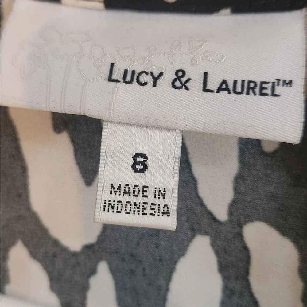 Lucy & Laurel Black and Cream Long Sleeve Dress - Picture 6 of 7